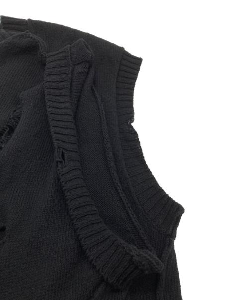 YOHJI YAMAMOTO（ヨウジヤマモト）YOHJI YAMAMOTO (ヨウジヤマモト) Damage Knit Vest ブラック サイズ:3の古着・服飾アイテム