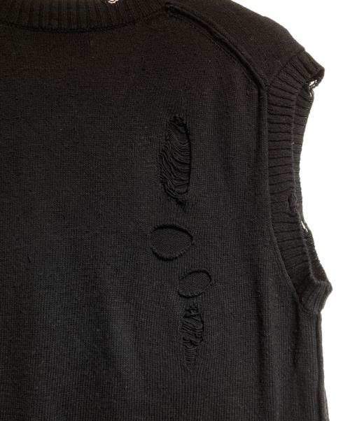 YOHJI YAMAMOTO（ヨウジヤマモト）YOHJI YAMAMOTO (ヨウジヤマモト) Damage Knit Vest ブラック サイズ:3の古着・服飾アイテム