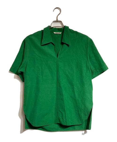 AURALEE（オーラリー）AURALEE (オーラリー) HIGH DENSITY FINX LINEN WEATHER HALF SLEEVED SHIRT グリーンの古着・服飾アイテム