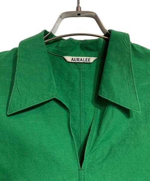 AURALEE（オーラリー）AURALEE (オーラリー) HIGH DENSITY FINX LINEN WEATHER HALF SLEEVED SHIRT グリーンの古着・服飾アイテム