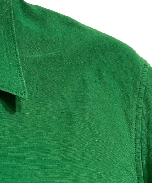 AURALEE（オーラリー）AURALEE (オーラリー) HIGH DENSITY FINX LINEN WEATHER HALF SLEEVED SHIRT グリーンの古着・服飾アイテム
