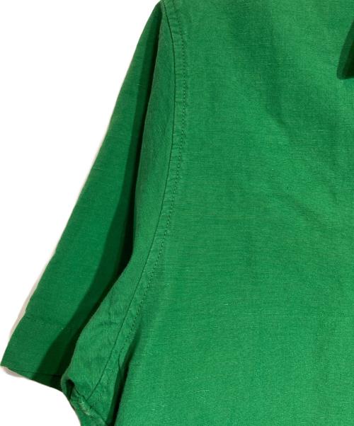 AURALEE（オーラリー）AURALEE (オーラリー) HIGH DENSITY FINX LINEN WEATHER HALF SLEEVED SHIRT グリーンの古着・服飾アイテム