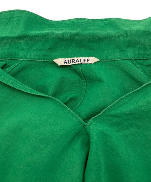 AURALEE（オーラリー）AURALEE (オーラリー) HIGH DENSITY FINX LINEN WEATHER HALF SLEEVED SHIRT グリーンの古着・服飾アイテム