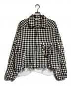 ANCELLMアンセルム）の古着「C/R CHECK SHORT ZIPUP SHIRT」｜ブラック×ホワイト