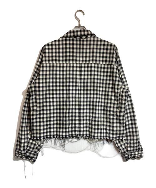 ANCELLM（アンセルム）ANCELLM (アンセルム) C/R CHECK SHORT ZIPUP SHIRT ブラック×ホワイト サイズ:3の古着・服飾アイテム