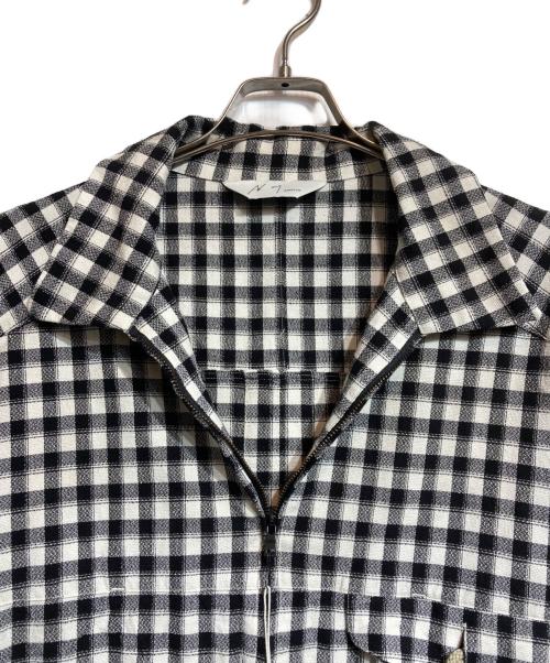 ANCELLM（アンセルム）ANCELLM (アンセルム) C/R CHECK SHORT ZIPUP SHIRT ブラック×ホワイト サイズ:3の古着・服飾アイテム