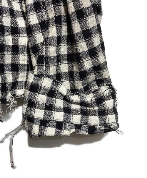 ANCELLM（アンセルム）ANCELLM (アンセルム) C/R CHECK SHORT ZIPUP SHIRT ブラック×ホワイト サイズ:3の古着・服飾アイテム