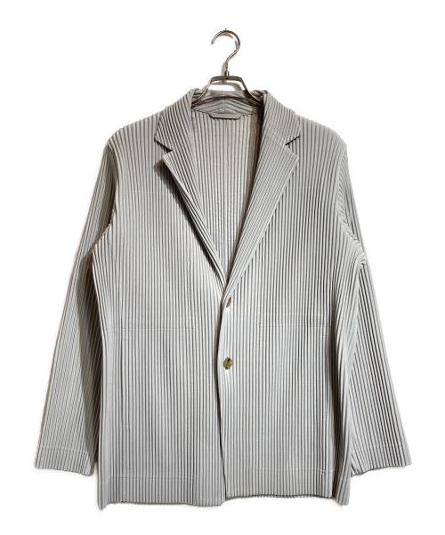 HOMME PLISSE ISSEY MIYAKE（オム プリッセ イッセイ ミヤケ）HOMME PLISSE ISSEY MIYAKE (オムプリッセ イッセイ ミヤケ) プリーツテーラードジャケット グレー サイズ:3の古着・服飾アイテム