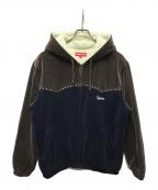 SUPREMEシュプリーム）の古着「Studded Velvet Hooded Work Jacket」｜ブラウン×ネイビー