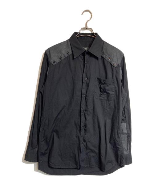 Y's（ワイズ）Y's (ワイズ) ボタン切替シャツ ブラック サイズ:3の古着・服飾アイテム