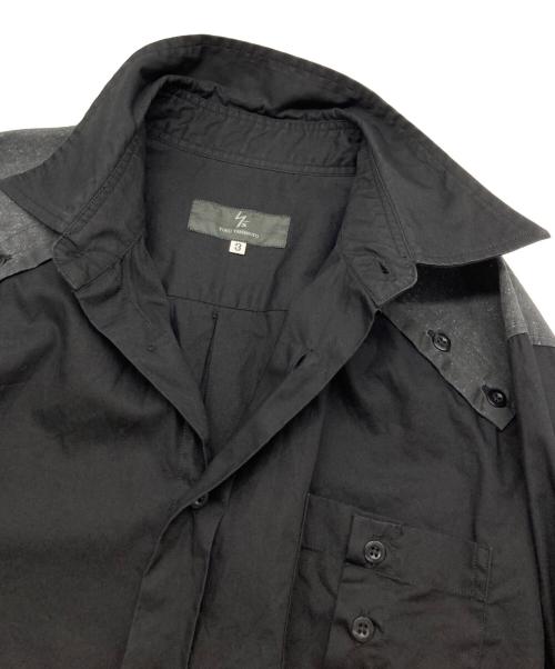 Y's（ワイズ）Y's (ワイズ) ボタン切替シャツ ブラック サイズ:3の古着・服飾アイテム