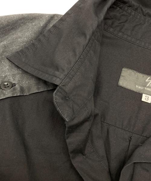 Y's（ワイズ）Y's (ワイズ) ボタン切替シャツ ブラック サイズ:3の古着・服飾アイテム