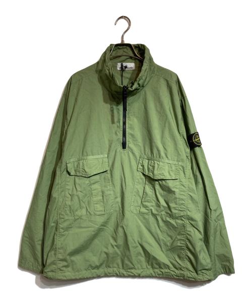 STONE ISLAND（ストーンアイランド）STONE ISLAND (ストーンアイランド) コンパスパッチ ハーフジップ オーバーシャツ グリーン サイズ:Lの古着・服飾アイテム