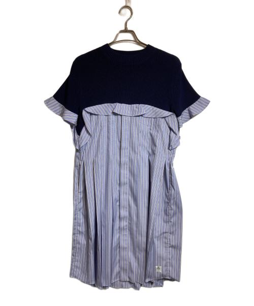 sacai（サカイ）sacai (サカイ) THOMAS MASON (トーマスメイソン) コットンポプリンストライプワンピース ブルー サイズ:2の古着・服飾アイテム