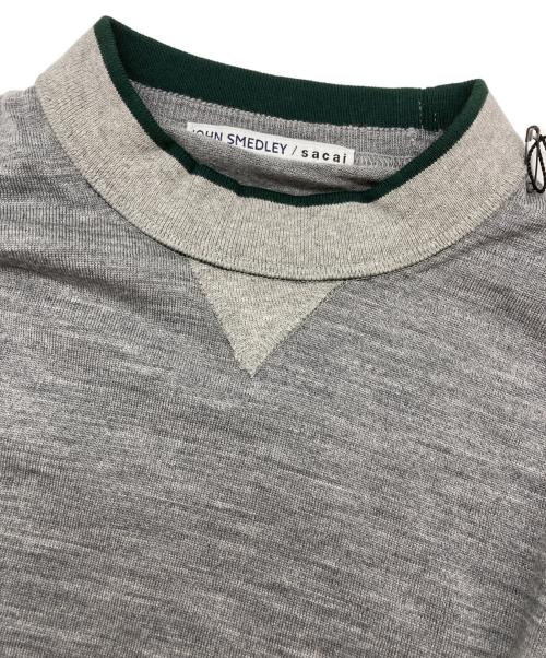sacai（サカイ）sacai (サカイ) JOHN SMEDLEY (ジョンスメドレー) リブ切替ニット グレー サイズ:1の古着・服飾アイテム