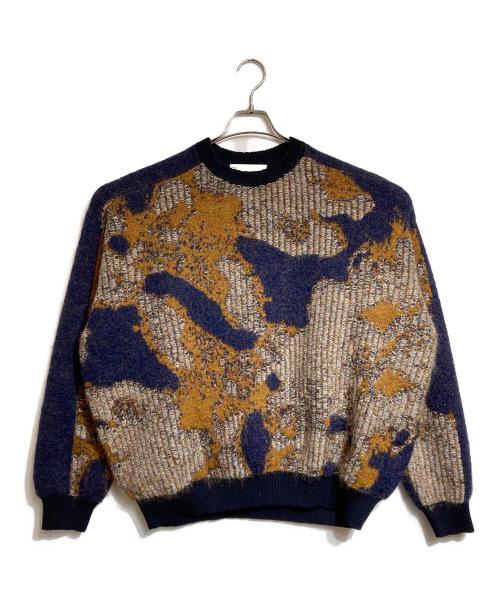 Y-3（ワイスリー）Y-3 (ワイスリー) CAMO KNIT CREW SWEATER ネイビー サイズ:Lの古着・服飾アイテム