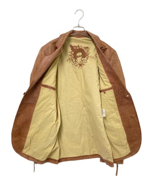 SOLID JEANS（ソリッド ジーンズ）SOLID JEANS (ソリッド ジーンズ) レザージャケット ブラウン サイズ:Lの古着・服飾アイテム