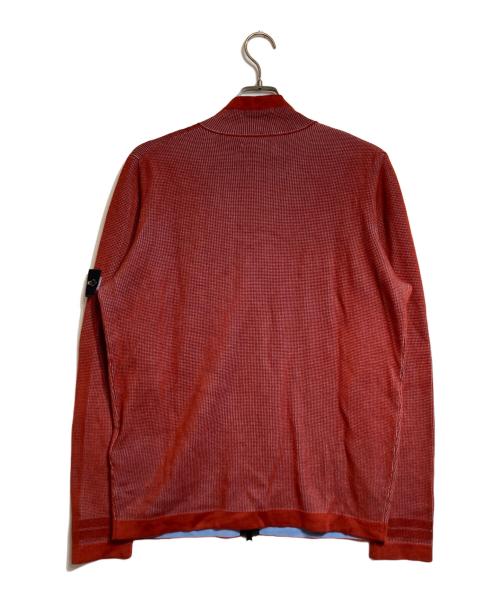 STONE ISLAND（ストーンアイランド）STONE ISLAND (ストーンアイランド) ロゴパッチジップアップニット レッド サイズ:Lの古着・服飾アイテム