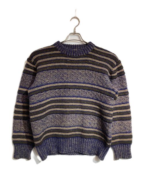 ISSEY MIYAKE by all style co（イッセイミヤケ）ISSEY MIYAKE by all style co (イッセイミヤケ) ボーダーニット ブルー サイズ:Freeの古着・服飾アイテム