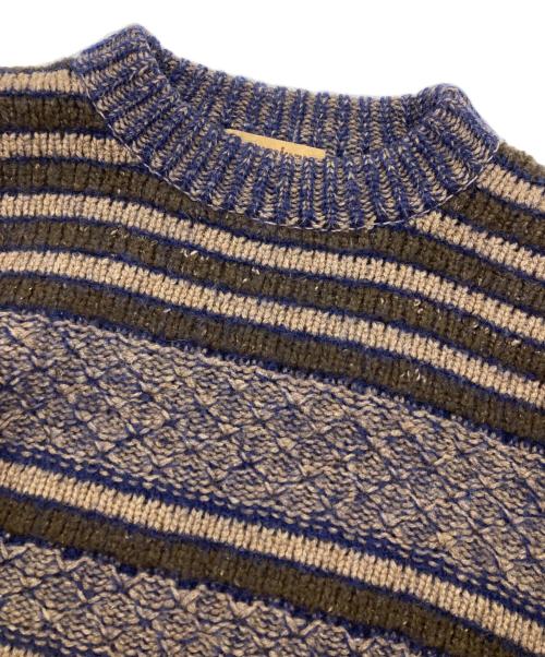 ISSEY MIYAKE by all style co（イッセイミヤケ）ISSEY MIYAKE by all style co (イッセイミヤケ) ボーダーニット ブルー サイズ:Freeの古着・服飾アイテム