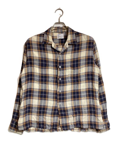 Sears（シアーズ）Sears (シアーズ) ヴィンテージオープンカラーシャツ ネイビー サイズ:LARGEの古着・服飾アイテム