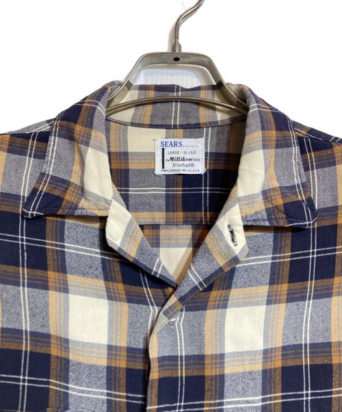 Sears（シアーズ）Sears (シアーズ) ヴィンテージオープンカラーシャツ ネイビー サイズ:LARGEの古着・服飾アイテム
