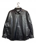 SOFTHYPHENソフトハイフン）の古着「FAUX LEATHER CROPPED SHIRT」｜ブラック