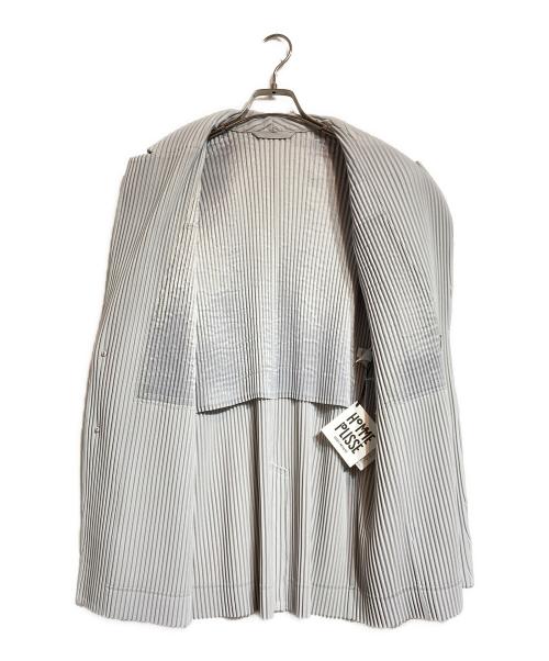 HOMME PLISSE ISSEY MIYAKE（オム プリッセ イッセイ ミヤケ）HOMME PLISSE ISSEY MIYAKE (オム プリッセ イッセイ ミヤケ) BASICSプリーツテーラードジャケット グレー サイズ:3の古着・服飾アイテム