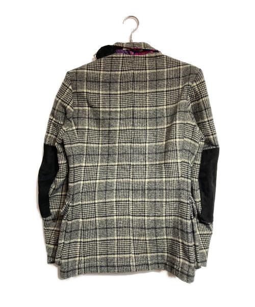 10 corso como COMME des GARCONS（ディエチコルソコモ・コムデギャルソン）10 corso como COMME des GARCONS (ディエチコルソコモ・コムデギャルソン) U-Ni-Ty (ユニティ) エルボーパッチウールチェックテーラードジャケット グレー サイズ:46の古着・服飾アイテム