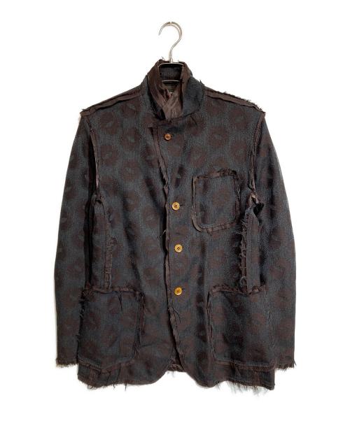 COMME des GARCONS HOMME PLUS（コムデギャルソンオムプリュス）COMME des GARCONS HOMME PLUS (コムデギャルソンオムプリュス) ジャガード裁ち切りジャケット グレー×ブラウン サイズ:Sの古着・服飾アイテム