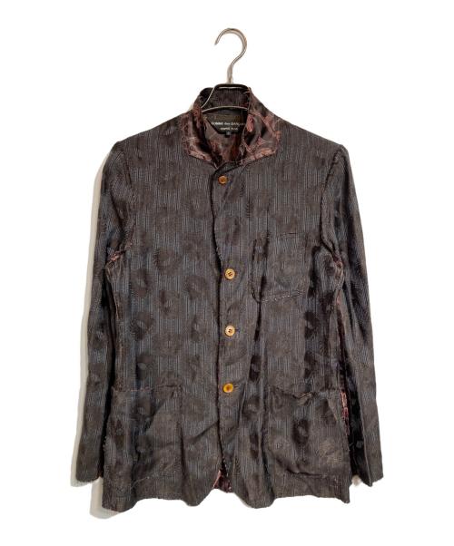 COMME des GARCONS HOMME PLUS（コムデギャルソンオムプリュス）COMME des GARCONS HOMME PLUS (コムデギャルソンオムプリュス) カットオフジャガードテーラードジャケット グレー×ブラウン サイズ:Sの古着・服飾アイテム