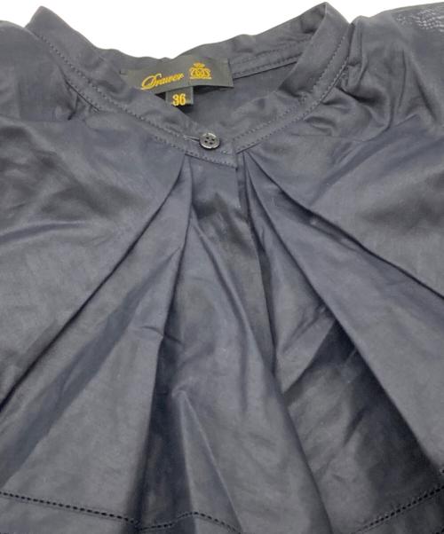 DRAWER（ドゥロワー）DRAWER (ドゥロワー) コットンボイルフリルノースリーブブラウス ネイビー サイズ:36の古着・服飾アイテム