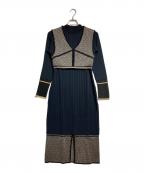 PUBLIC TOKYOパブリックトウキョウ）の古着「ベストレイヤードニットワンピース」｜ネイビー×ブラウン