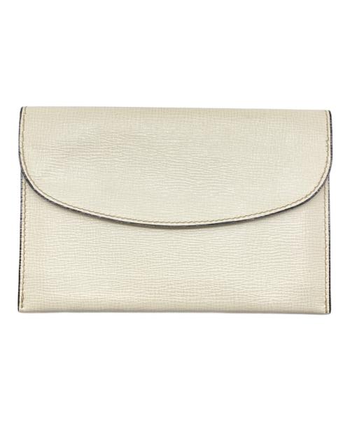 Valextra（ヴァレクストラ）Valextra (ヴァレクストラ) レザーフラップカードケース アイボリーの古着・服飾アイテム