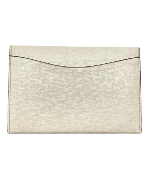 Valextra（ヴァレクストラ）Valextra (ヴァレクストラ) レザーフラップカードケース アイボリーの古着・服飾アイテム