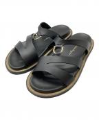 Salvatore Ferragamoサルヴァトーレ フェラガモ）の古着「ガンチーニ ストラップフラットサンダル」｜ブラック