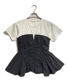 MAISON SPECIAL（メゾンスペシャル）の古着「Taffeta Peplum T-shirt」｜ホワイト×ブラック