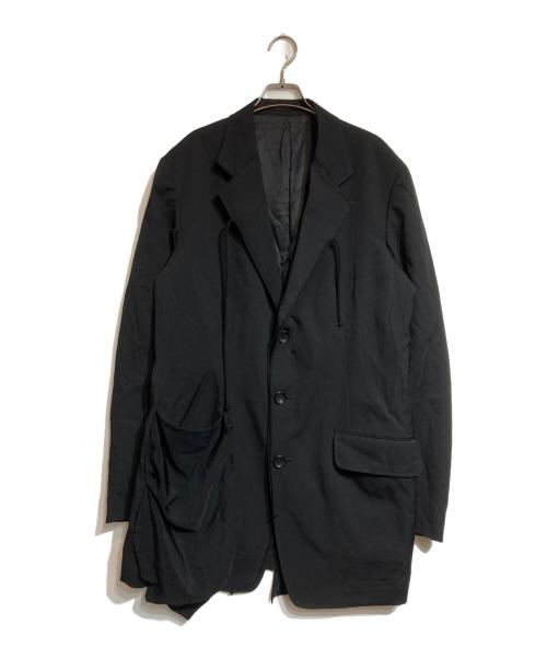 Yohji Yamamoto pour homme（ヨウジヤマモト プールオム）Yohji Yamamoto pour homme (ヨウジヤマモト プールオム) WOOL GABARDINE LEFT SIDE DRAPED JACKET ブラック サイズ:3の古着・服飾アイテム