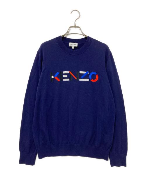 KENZO（ケンゾー）KENZO (ケンゾー) マルチカラーロゴ クルーネックニット ネイビー サイズ:Sの古着・服飾アイテム