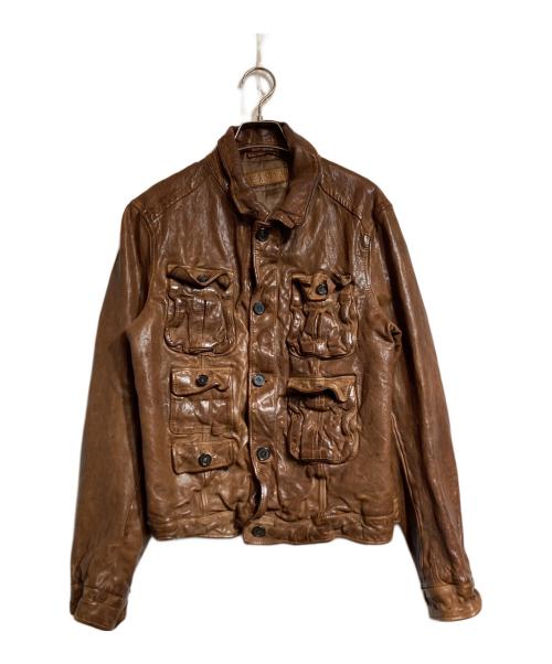 NEIL BARRETT（ニールバレット）NEIL BARRETT (ニールバレット) マルチポケットレザージャケット ブラウン サイズ:XSの古着・服飾アイテム