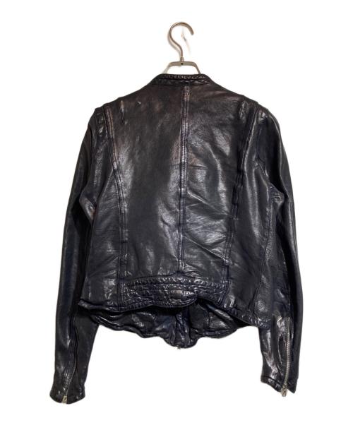 NEIL BARRETT（ニールバレット）NEIL BARRETT (ニールバレット) マルチポケットノーカラーレザージャケット ネイビー サイズ:Mの古着・服飾アイテム