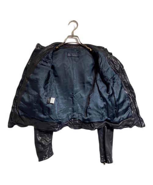 NEIL BARRETT（ニールバレット）NEIL BARRETT (ニールバレット) マルチポケットノーカラーレザージャケット ネイビー サイズ:Mの古着・服飾アイテム