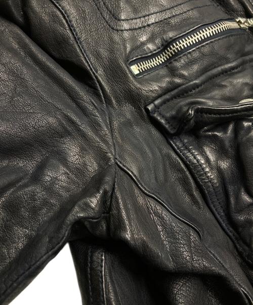 NEIL BARRETT（ニールバレット）NEIL BARRETT (ニールバレット) マルチポケットノーカラーレザージャケット ネイビー サイズ:Mの古着・服飾アイテム