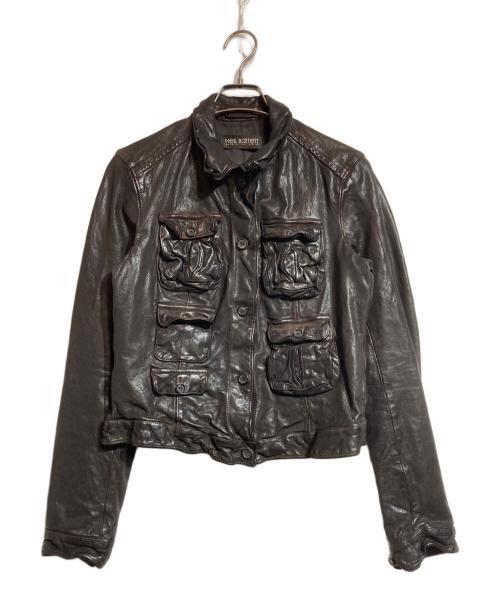 NEIL BARRETT（ニールバレット）NEIL BARRETT (ニールバレット) マルチポケットレザージャケット ブラウン サイズ:Sの古着・服飾アイテム