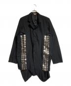 COMME des GARCONS HOMME PLUSコムデギャルソンオムプリュス）の古着「カットオフポリ縮スナップボタンジャケット」｜ブラック