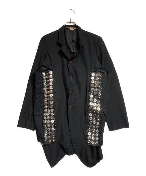 COMME des GARCONS HOMME PLUS（コムデギャルソンオムプリュス）COMME des GARCONS HOMME PLUS (コムデギャルソンオムプリュス) カットオフポリ縮スナップボタンジャケット ブラック サイズ:Sの古着・服飾アイテム