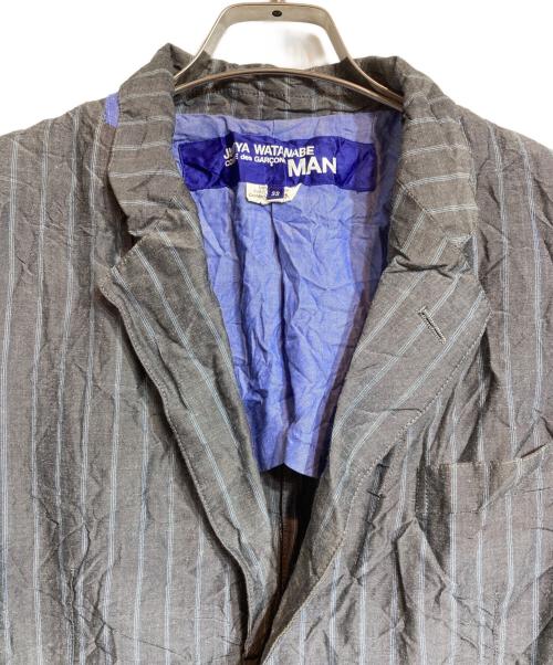JUNYA WATANABE COMME des GARCONS（(ジュンヤワタナベ コムデギャルソン）JUNYA WATANABE COMME des GARCONS ((ジュンヤワタナベ コムデギャルソン) ストライプ縮絨ジャケット グレー サイズ:SSの古着・服飾アイテム