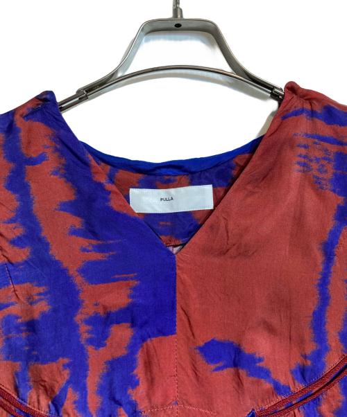 TOGA PULLA（トーガ プルラ）TOGA PULLA (トーガ プルラ) インナープリントドレス ブラウン×ネイビー サイズ:38の古着・服飾アイテム