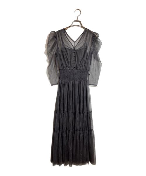 Snidel（スナイデル）Snidel (スナイデル) Vネックティアードチュールドレス グレー サイズ:1の古着・服飾アイテム