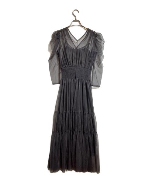 Snidel（スナイデル）Snidel (スナイデル) Vネックティアードチュールドレス グレー サイズ:1の古着・服飾アイテム